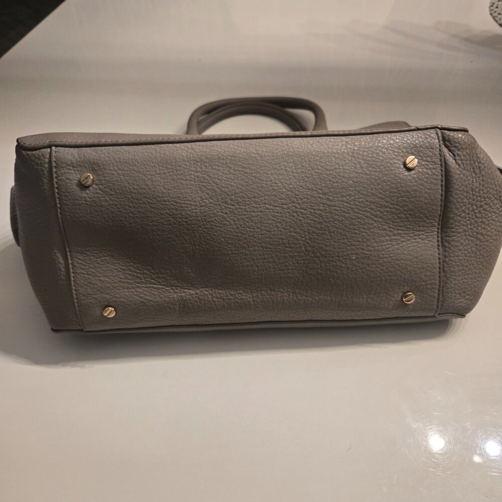 Tory Burch Gray Leather Satchel with Embossed Logo - Picture 9 of 10